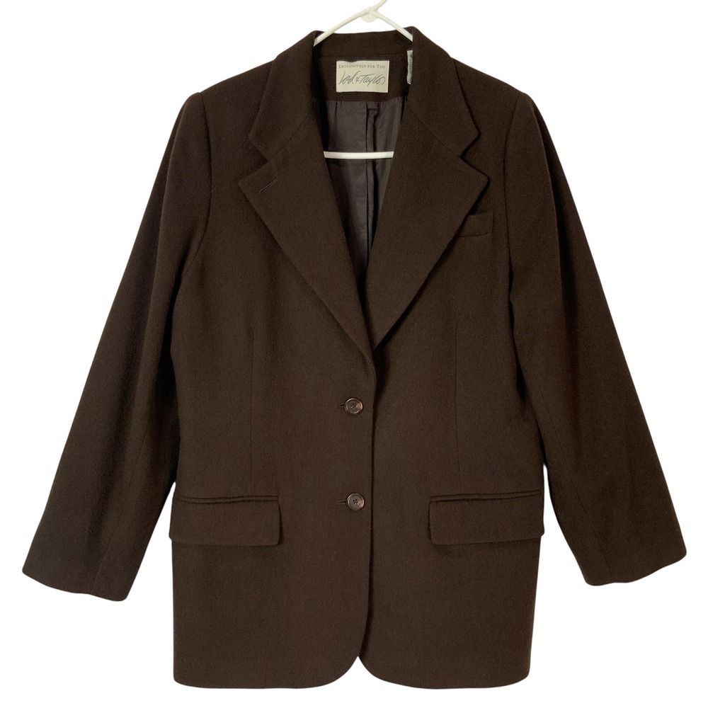 Lord & Taylor Brown Wool Camel Hair Blazer 12 Button Notched Long Sleeve Flap
